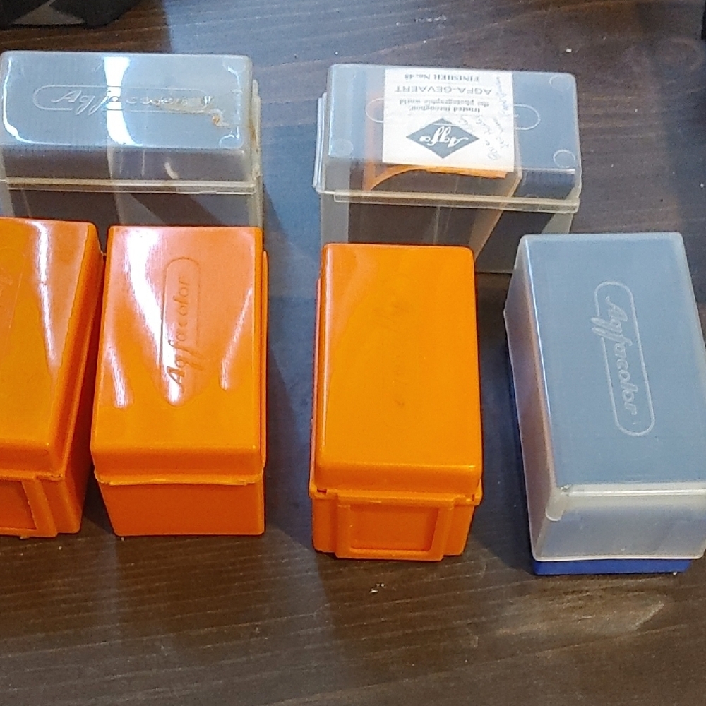 Agfra Orange and Clear Slide Storage Boxes
